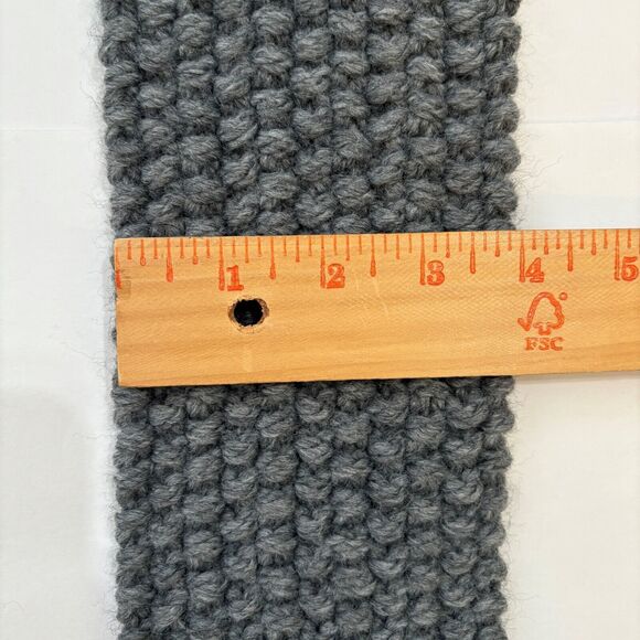 Artesian Embellished Knit Scarf Muffler Handmade Gray Purple Textured Designer - Picture 6 of 6